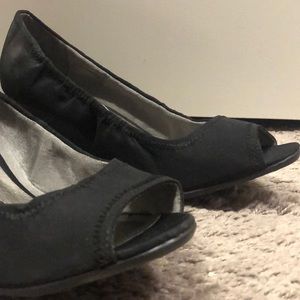 Black Peep Toe Wedges
